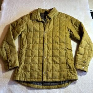 Nau Quilted Wool Blend Button Front Shirt Jacket Olive Green Size Small